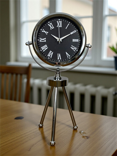 Krom Şık Üç Ayaklı Masa Saati