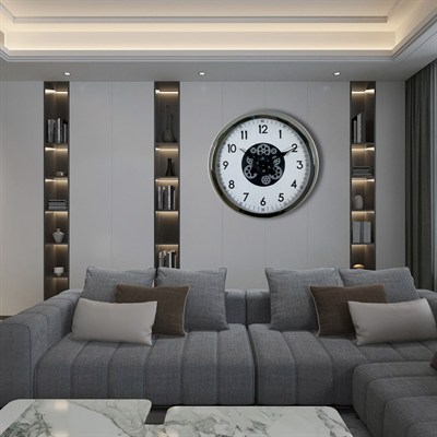 Krom Şıklık Sade 60 Cm Çarklı Duvar Saati