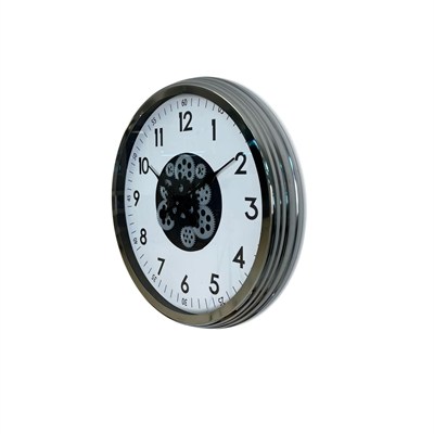 Krom Şıklık Sade 60 Cm Çarklı Duvar Saati