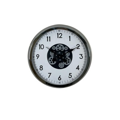 Krom Şıklık Sade 60 Cm Çarklı Duvar Saati