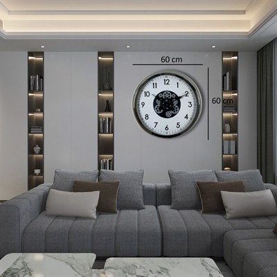 Krom Şıklık Sade 60 Cm Çarklı Duvar Saati
