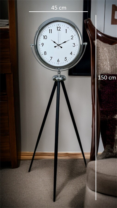 Krom Standart Tripod Ayaklı Saat