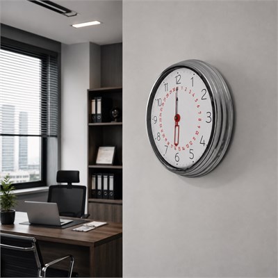 Krom Takvimli 40 x 40 Cm Metal Duvar Saati