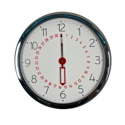 Krom Takvimli 40 x 40 Cm Metal Duvar Saati