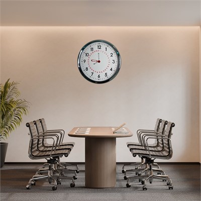 Krom Takvimli 52 x 52 Cm Metal Duvar Saati