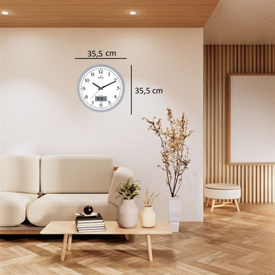 Krom Tarih Ölçer 35,5 Cm Duvar Saati