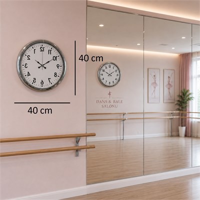 Krom Ters Zaman 40 x 40 Cm Metal Duvar Saati