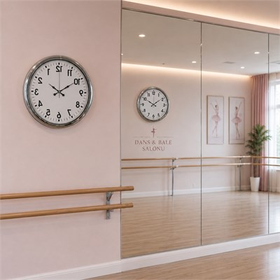 Krom Ters Zaman 40 x 40 Cm Metal Duvar Saati