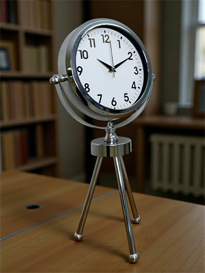 Krom Zarif & Şık Üç Ayaklı Metal Masa Saati