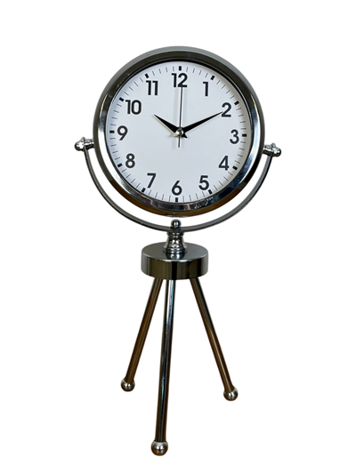 Krom Zarif & Şık Üç Ayaklı Metal Masa Saati