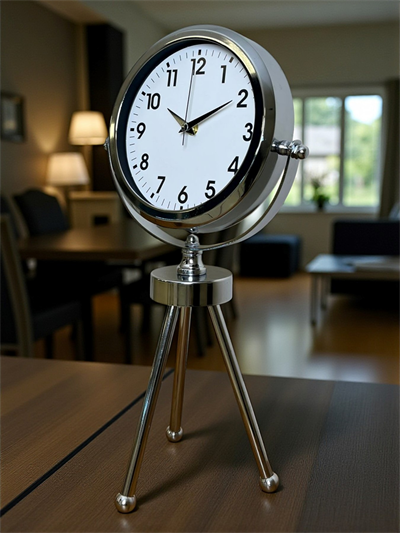 Krom Zarif & Şık Üç Ayaklı Metal Masa Saati