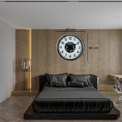 Krom Zarif 60 Cm Çarklı Klasik Duvar Saati