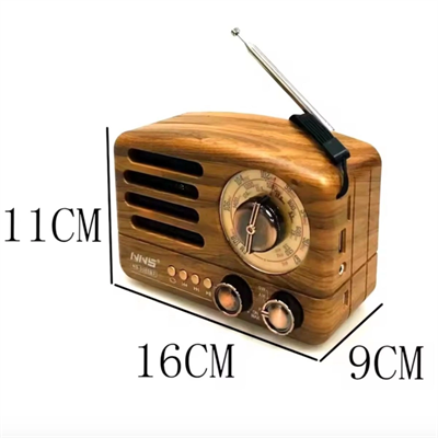 Küçük Boy Retro, Nostaljik, Ahşap Tasarım Bluetooth Hoparlörlü, Şarjlı, Taşınabilir Büyük Döndürülebilen Düğmeli Fm/am Destekli Radyo Ns3380 Bx40