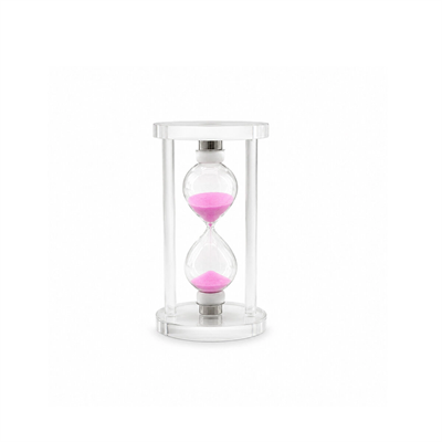 Küçük Cam Kum Saati Cam Standlı= Çap: 6cm-yükseklik: 10cm Bx40