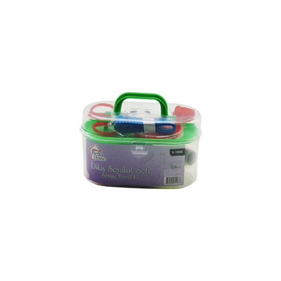 Küçük Çantalı Dikiş Seti İplik - Mezura - Tekstil Makası - İğne - Yüzük Bx40