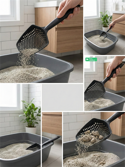 Küçük Delikli İnce Taneli Kedi Kumu Küreği – Dayanıklı, Ergonomik, Hijyenik Temizlik Küreği