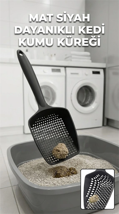 Küçük Delikli İnce Taneli Kedi Kumu Küreği – Dayanıklı, Ergonomik, Hijyenik Temizlik Küreği