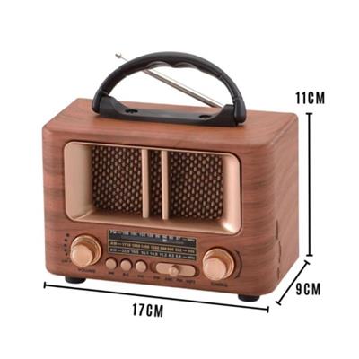 Küçük Mini Boy Retro Ahşap Tasarım Bluetooth Hoparlörlü Radyo – FM/AM Destekli, Şarjlı ve Taşınabilir Radyo NS-8108 (3936)