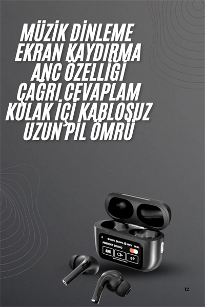 Kulak İçi Bluetooth Kulaklık Ekranlı Müzik Dinleme Çağrı Cevaplama Siyah