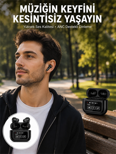 Kulak İçi Bluetooth Kulaklık Ekranlı Müzik Dinleme Çağrı Cevaplama Siyah Yeni Nesil