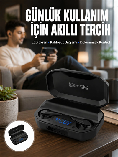 Kulak İçi Bluetooth Kulaklık Rgb Işıklı Çift Mikrofonlu iOS/Android Uyumlu BT 5.2 Yeni Nesil