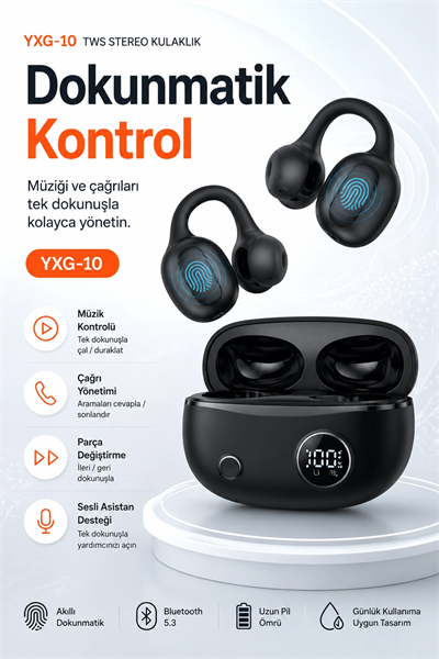 Kulak Kancalı Kablosuz Bluetooth Kulaklık Şarj Kutulu Mikrofonlu Spor Kullanım