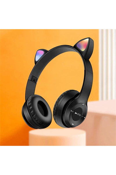 Kulak Üstü Bluetooth Kulaklık, RGB Işıklı ve Dokunmatik Kontrollü, Mikrofonlu, Siyah Renk