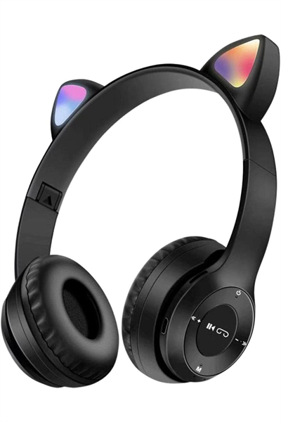 Kulak Üstü Bluetooth Kulaklık, RGB Işıklı ve Dokunmatik Kontrollü, Mikrofonlu, Siyah Renk