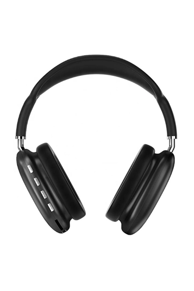 Kulak Üstü Kablosuz Bluetooth Kulaklık, Mikrofonlu ve SD Kart Girişli Siyah Tasarım