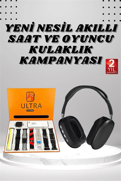 Kulak Üstü Kulaklık Pro9 ve Yeni Nesil Akıllı Saat Android ve İOS Uyumlu ANC Özelliği