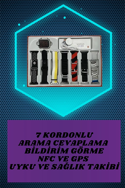 Kulak Üstü P9 Kablosuz Bluetooth Kulaklık ve 7 Kordonlu Akıllı Saat