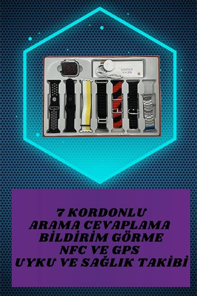 Kulak Üstü P9 Kablosuz Bluetooth Kulaklık ve 7 Kordonlu Akıllı Saat