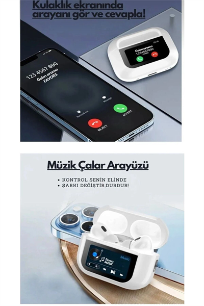 Kulak içi TWS Bluetooth Kulaklık - Renk: Beyaz, Bluetooth Versiyon: 5.2, Mikrofon