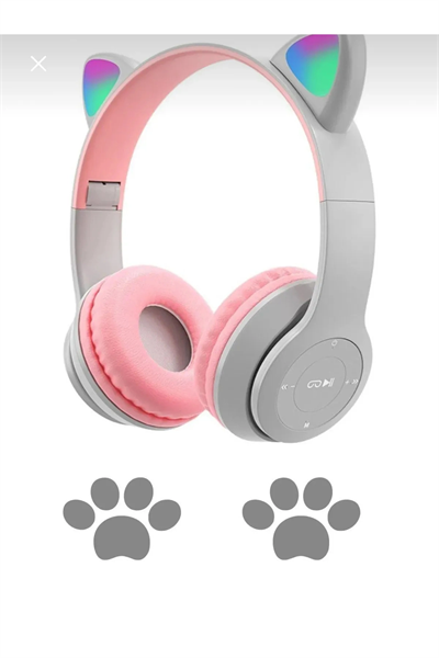 Kulak üstü Bluetooth 5.0 yeşil kedi kulağı detaylı çocuk kulaklık 1 yıl garantili