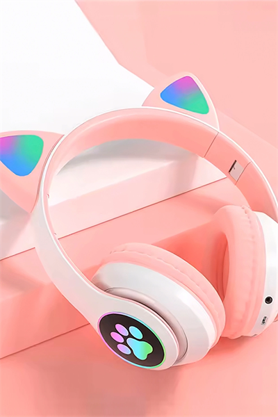 Kulak üstü Bluetooth Kulaklık - Renk: Pembe, Bluetooth Versiyon: 5.0, Mikrofon, Özellik: Kablolu
