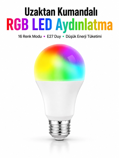 Kumanda Destekli Çok Renkli Akıllı LED Ampul