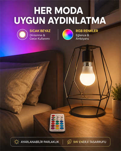 Kumanda Destekli Çok Renkli Akıllı LED Ampul Yeni Nesil