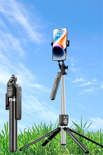 Kumandalı 360 Derece Dönebilen Cep Telefonu Ve Kamera Tripodu 2.2m Uzayabilen Selfie Çubuğu