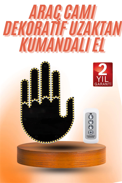 Kumandalı El Led Araba İçi 4 Farklı Mod El Orta Parmak Led