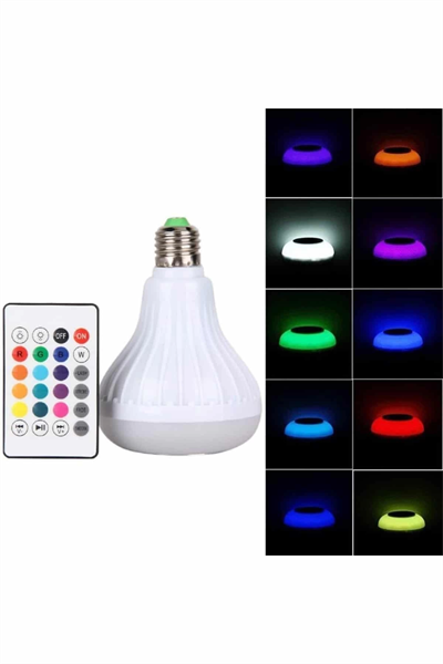 Kumandalı RGB Led Işık Bluetooth Hoparlör Ses Lambası Renkli Ampul