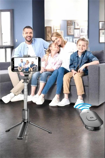 Kumandalı Tripod Telefon Tutucu Selfie Çubuğu 360 Derece Dönebilen
