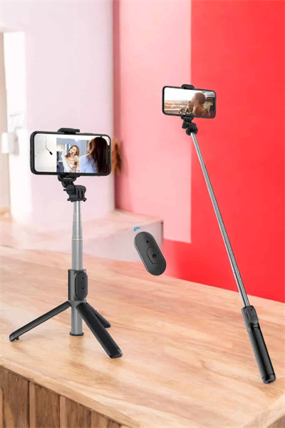 Kumandalı Tripod Telefon Tutucu Selfie Çubuğu 360 Derece Dönebilen