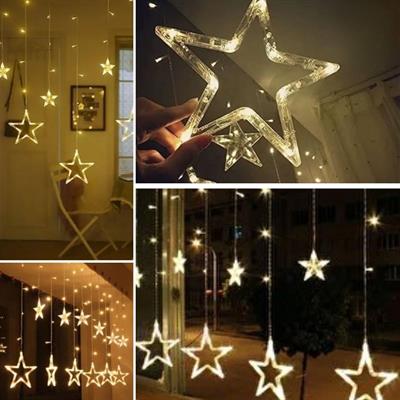 Kumandalı Yıldız Figürlü 12 Sarkıtlı 120 LED Uzaktan Kumandalı Dekor Işık – Masaüstü ve Ortam Aydınlatması (3936)