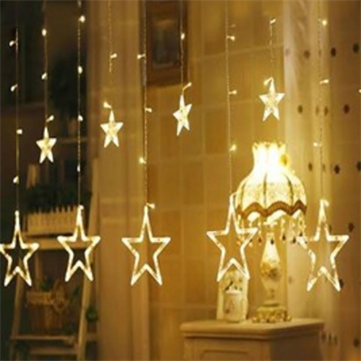 Kumandalı Yıldız Figürlü 12 Sarkıtlı 120 LED Uzaktan Kumandalı Dekor Işık – Masaüstü ve Ortam Aydınlatması