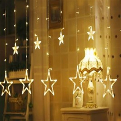 Kumandalı Yıldız Figürlü 12 Sarkıtlı 120 LED Uzaktan Kumandalı Dekor Işık – Masaüstü ve Ortam Aydınlatması