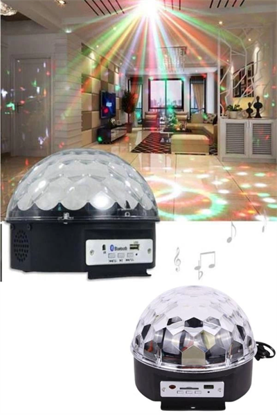 Küre Disko Topu Müzik Çalar Renkli Lazer Işıklı Bluetooth Disko Parti Işığı Kumandalı