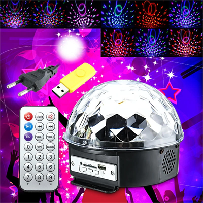 Küre Disko Topu Müzik Çalar Renkli Lazer Işıklı Bluetooth Bx40