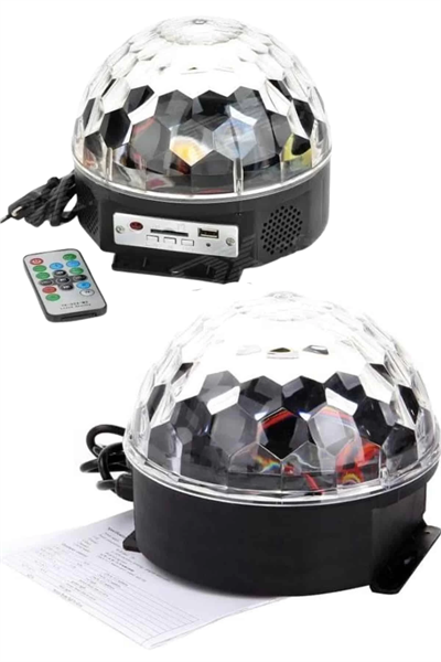 Küre Disko Topu Müzik Çalar Renkli Lazer Işıklı Bluetooth Disko Parti Işığı Kumandalı