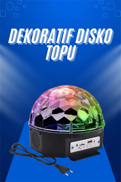 Küre Disko Topu Müzik Çalar Renkli Lazer Işıklı Bluetooth Disko Parti Işığı Kumandalı