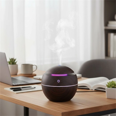 Küre Model Akasya Renk Hava Nemlendirici – Ultrasonik Soğuk Buhar Makinesi, Led Işıklı Masaüstü Oda Nemlendirici Bx40